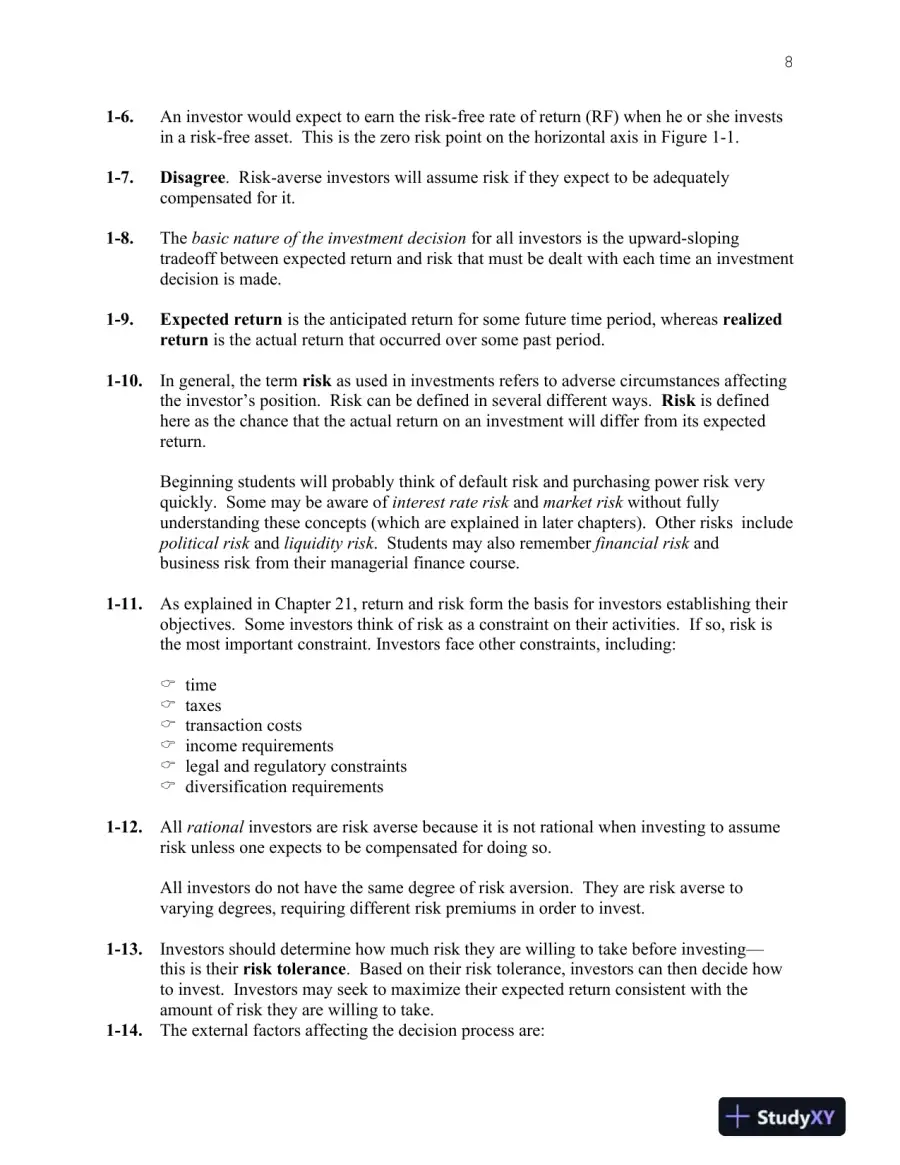 Investments, Binder Ready Version: Analysis and Management, 13th Edition Solution Manual, page 9