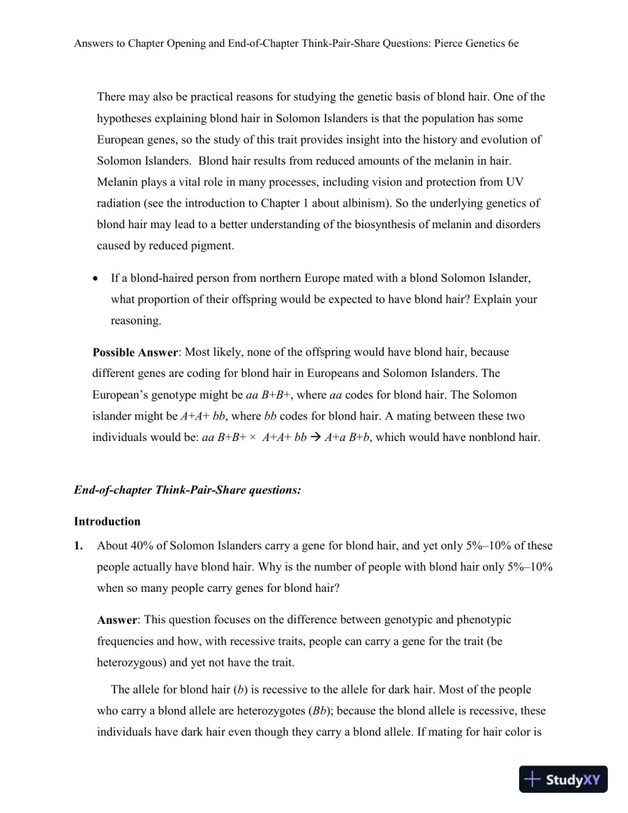Genetics: A Conceptual Approach, 6th Edition Solution Manual, page 10