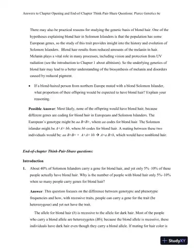 Genetics: A Conceptual Approach, 6th Edition Solution Manual - Page 10 preview image