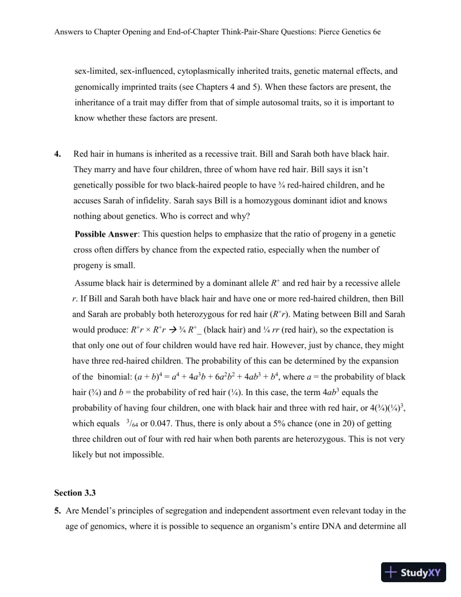 Genetics: A Conceptual Approach, 6th Edition Solution Manual, page 12
