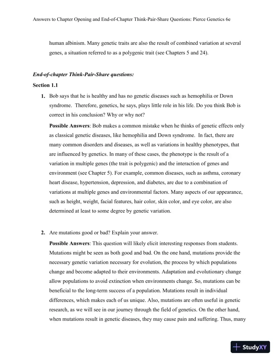 Genetics: A Conceptual Approach, 6th Edition Solution Manual, page 3
