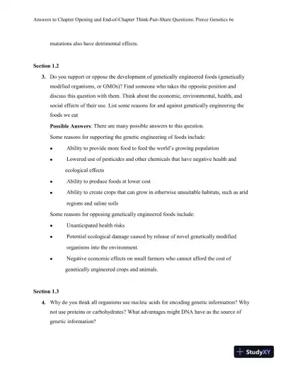 Genetics: A Conceptual Approach, 6th Edition Solution Manual - Page 4 preview image