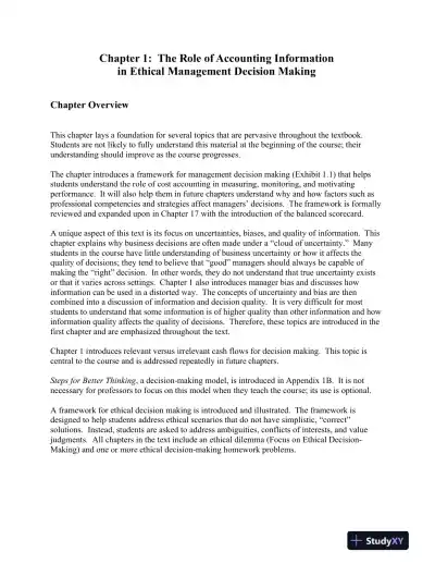 Cost Management: Measuring, Monitoring, And Motivating Performance, 2nd Edition Lecture Notes - Page 1 preview image