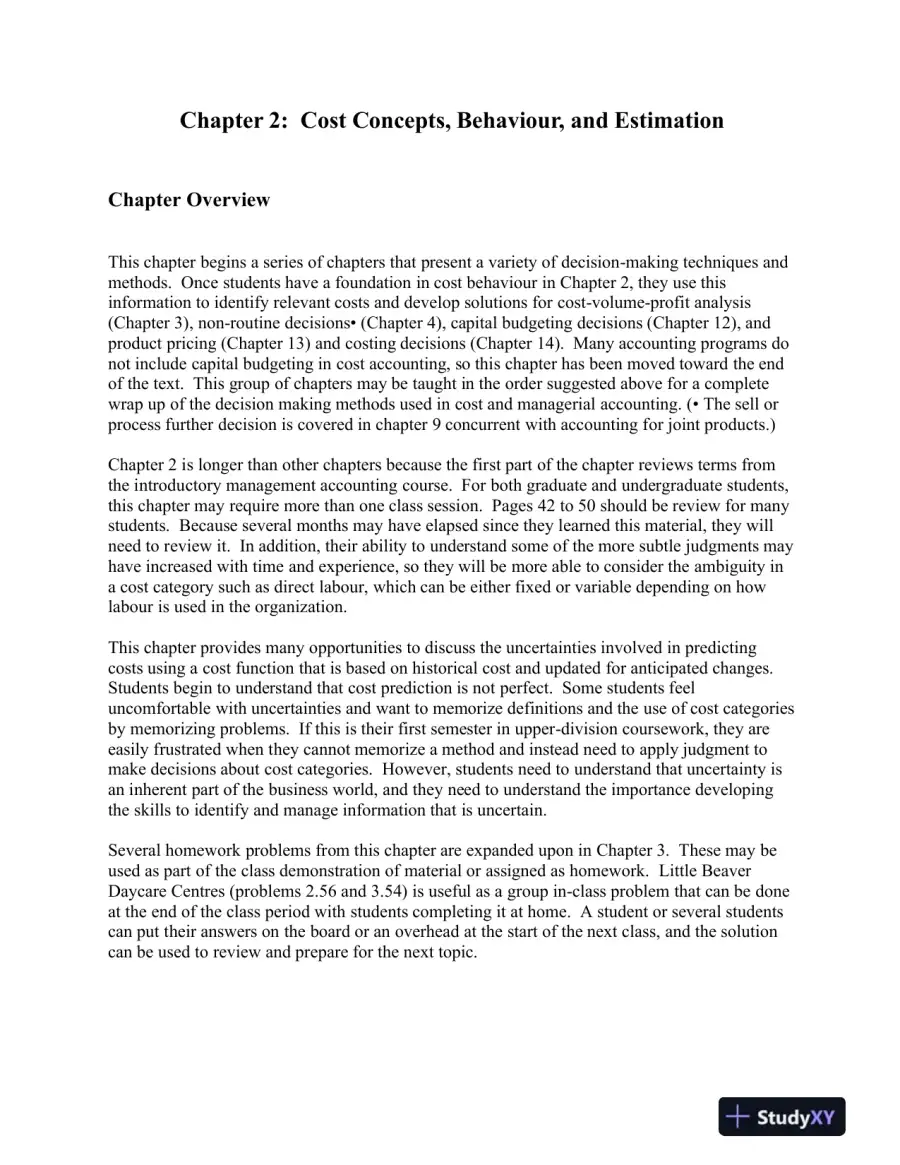 Cost Management: Measuring, Monitoring, And Motivating Performance, 2nd Edition Lecture Notes, page 15