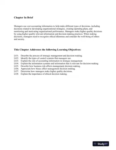 Cost Management: Measuring, Monitoring, And Motivating Performance, 2nd Edition Lecture Notes - Page 3 preview image