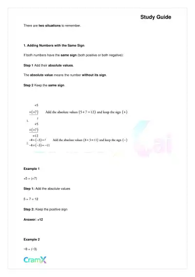 Algebra I – Signed Numbers Fractions and Percents - Page 3 preview image