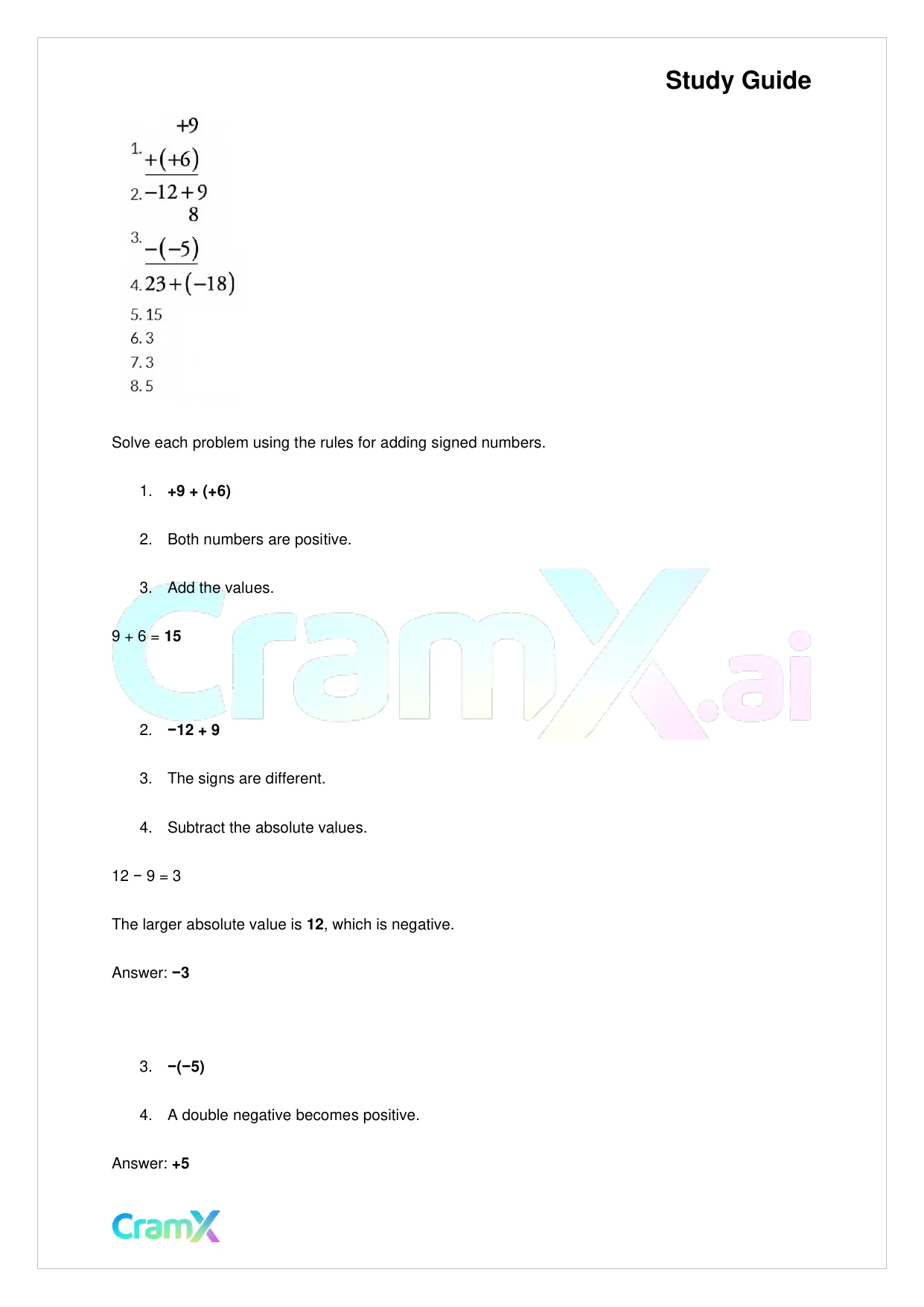 Algebra I – Signed Numbers Fractions and Percents - Page 7 preview image