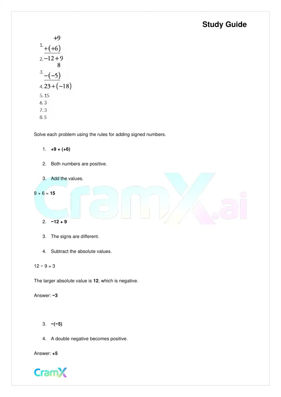 Algebra I – Signed Numbers Fractions and Percents, page 7