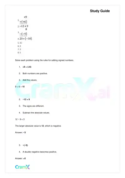 Algebra I – Signed Numbers Fractions and Percents - Page 7 preview image