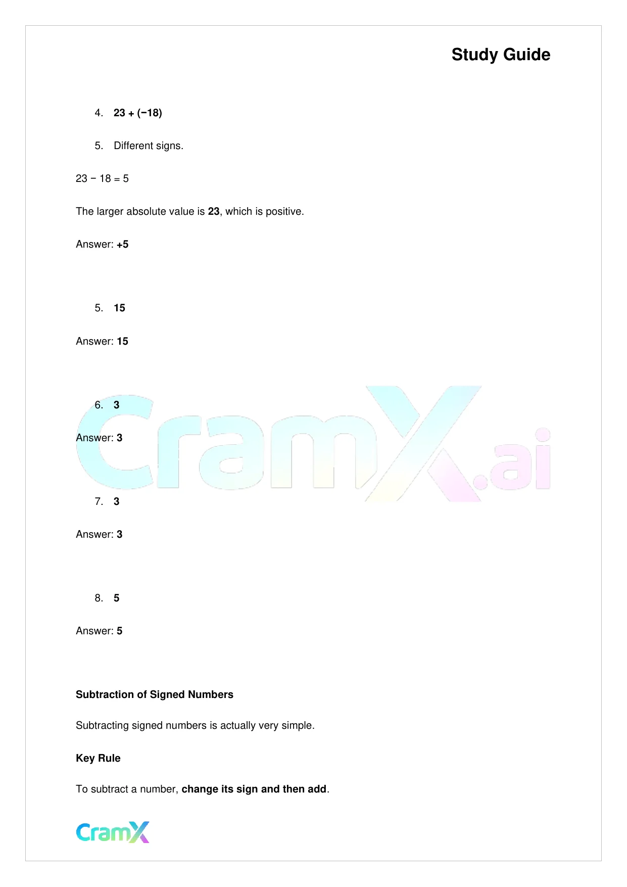 Algebra I – Signed Numbers Fractions and Percents - Page 8 preview image