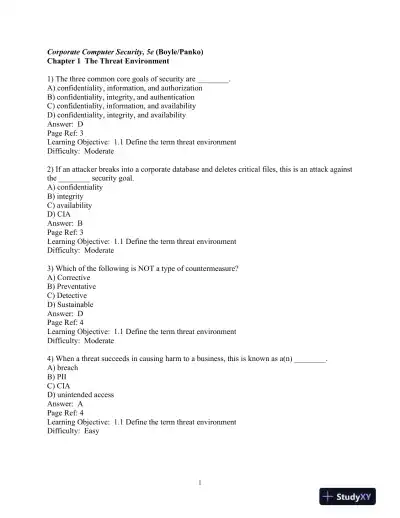 Test Bank for Corporate Computer Security, 5th Edition - Page 1 preview image