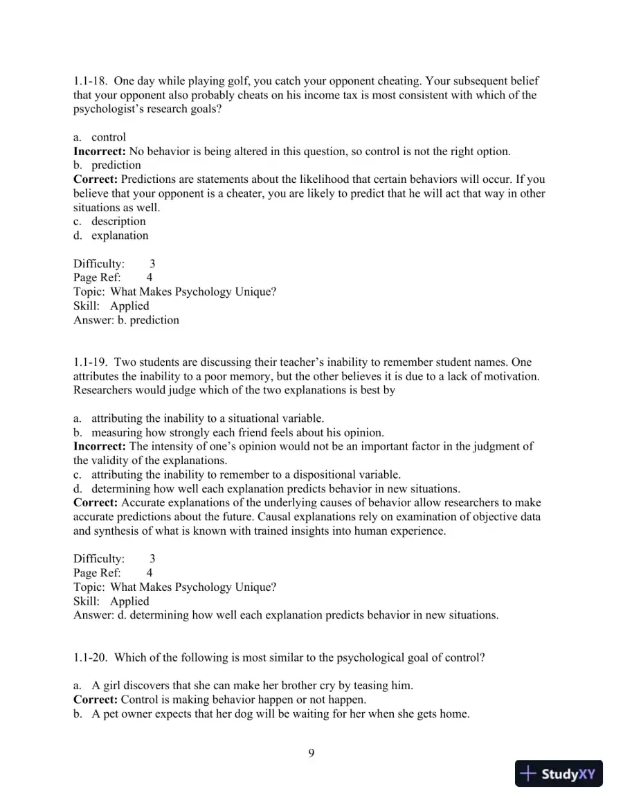 Test Bank For Psychology And Life, 20th Edition, page 10