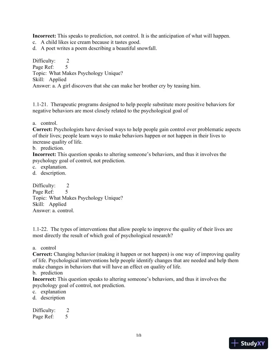 Test Bank For Psychology And Life, 20th Edition, page 11
