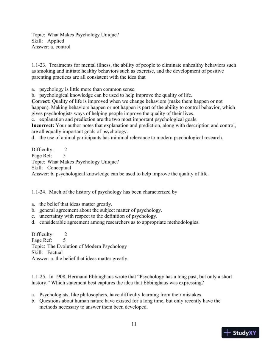 Test Bank For Psychology And Life, 20th Edition, page 12