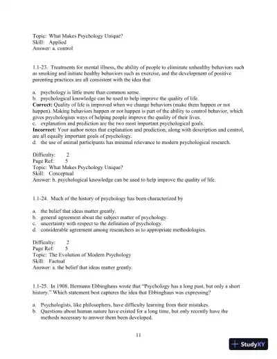 Test Bank For Psychology And Life, 20th Edition - Page 12 preview image