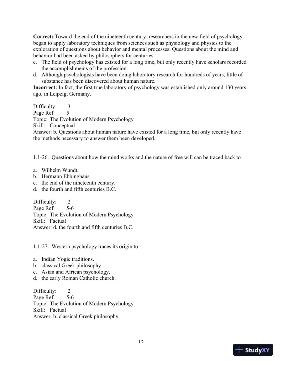 Test Bank For Psychology And Life, 20th Edition, page 13