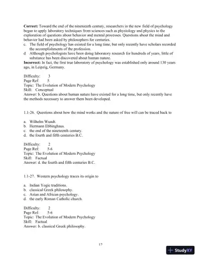Test Bank For Psychology And Life, 20th Edition - Page 13 preview image