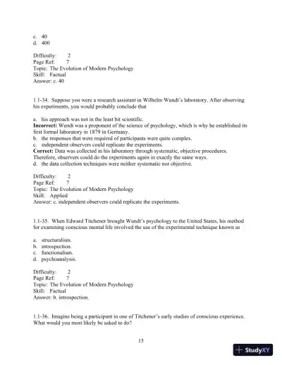 Test Bank For Psychology And Life, 20th Edition - Page 16 preview image