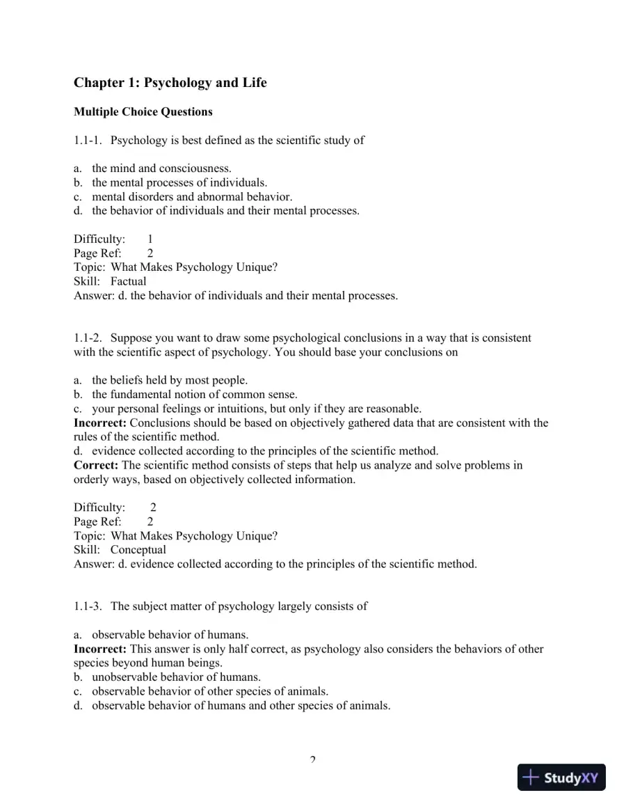 Test Bank For Psychology And Life, 20th Edition, page 3