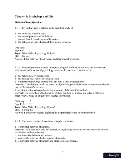 Test Bank For Psychology And Life, 20th Edition - Page 3 preview image