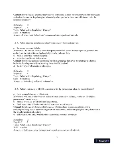 Test Bank For Psychology And Life, 20th Edition - Page 4 preview image