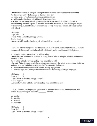 Test Bank For Psychology And Life, 20th Edition - Page 6 preview image