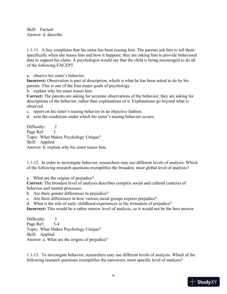 Test Bank For Psychology And Life, 20th Edition, page 7