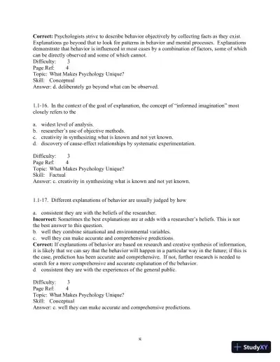 Test Bank For Psychology And Life, 20th Edition - Page 9 preview image