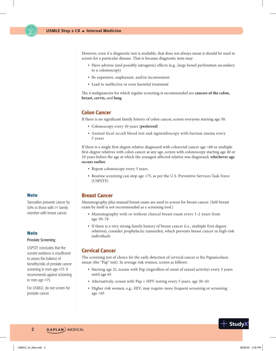 USMLE Step 2 CK Lecture Notes 2021: Internal Medicine, 1st Edition (2020), page 12