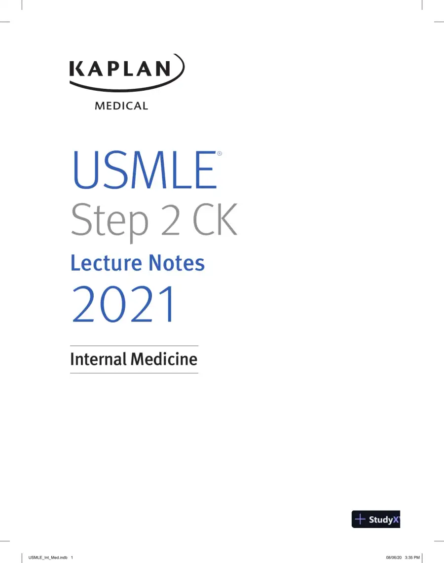 USMLE Step 2 CK Lecture Notes 2021: Internal Medicine, 1st Edition (2020), page 6