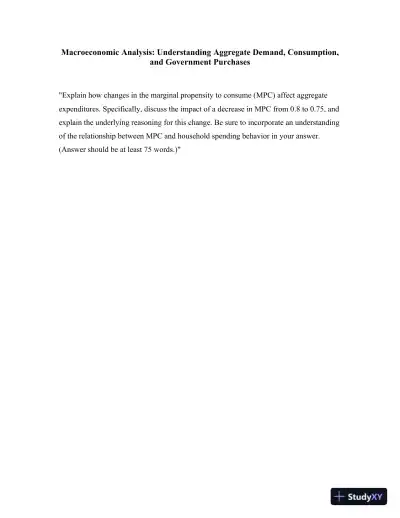 Macroeconomic Analysis: Understanding Aggregate Demand, Consumption, And Government Purchases - Page 1 preview image