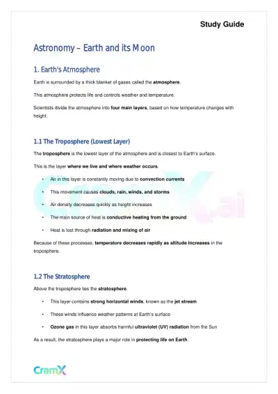 Astronomy - Earth and its Moon - Page 1 preview image