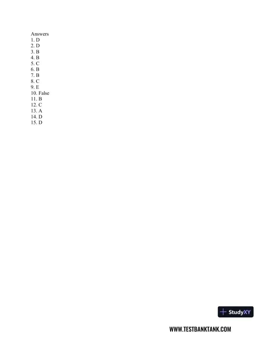 Advanced Health Assessment and Diagnostic Reasoning, 3rd Edition Test Bank, page 15