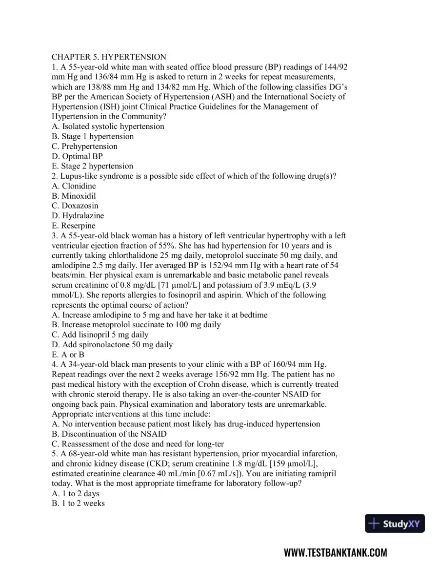 Advanced Health Assessment and Diagnostic Reasoning, 3rd Edition Test Bank, page 16