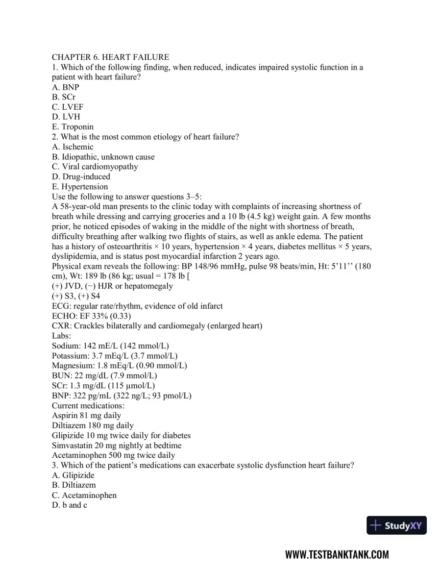 Advanced Health Assessment and Diagnostic Reasoning, 3rd Edition Test Bank, page 20