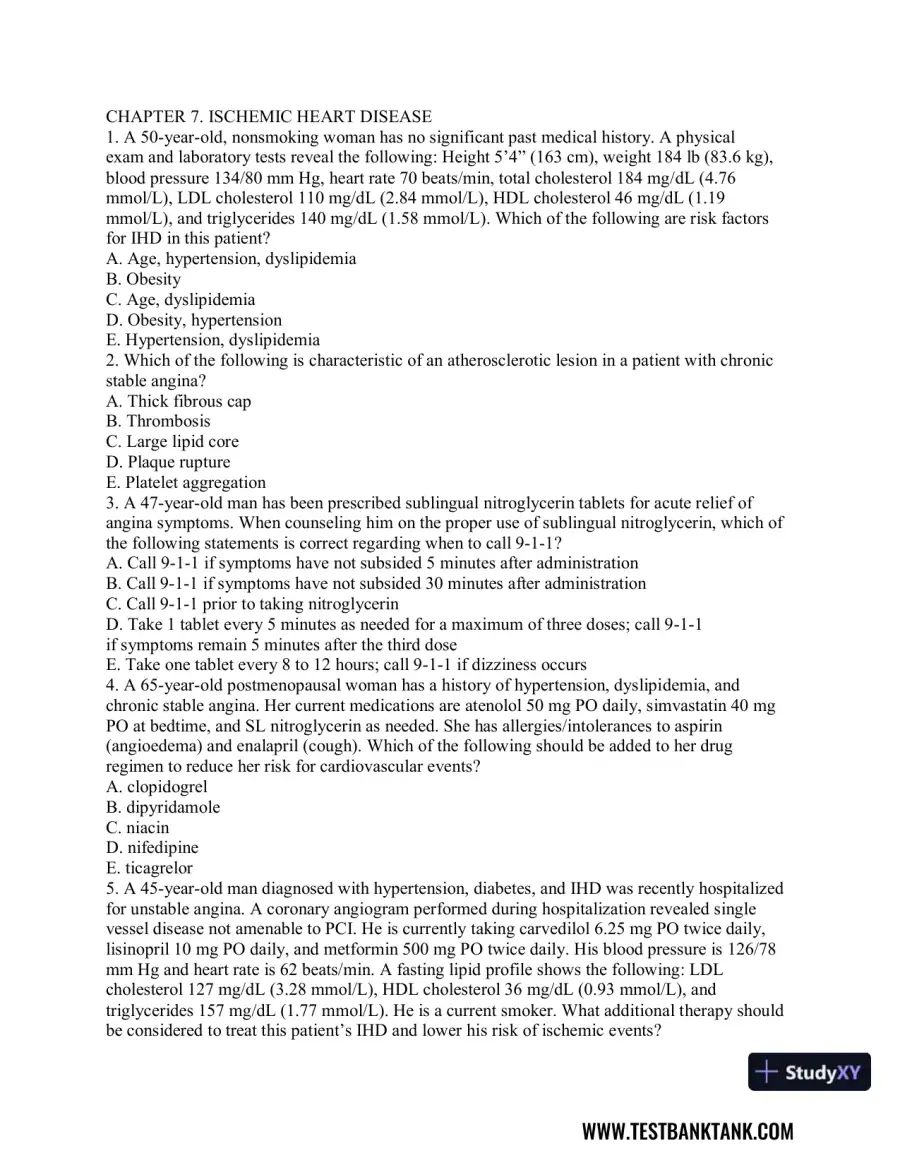Advanced Health Assessment and Diagnostic Reasoning, 3rd Edition Test Bank, page 24