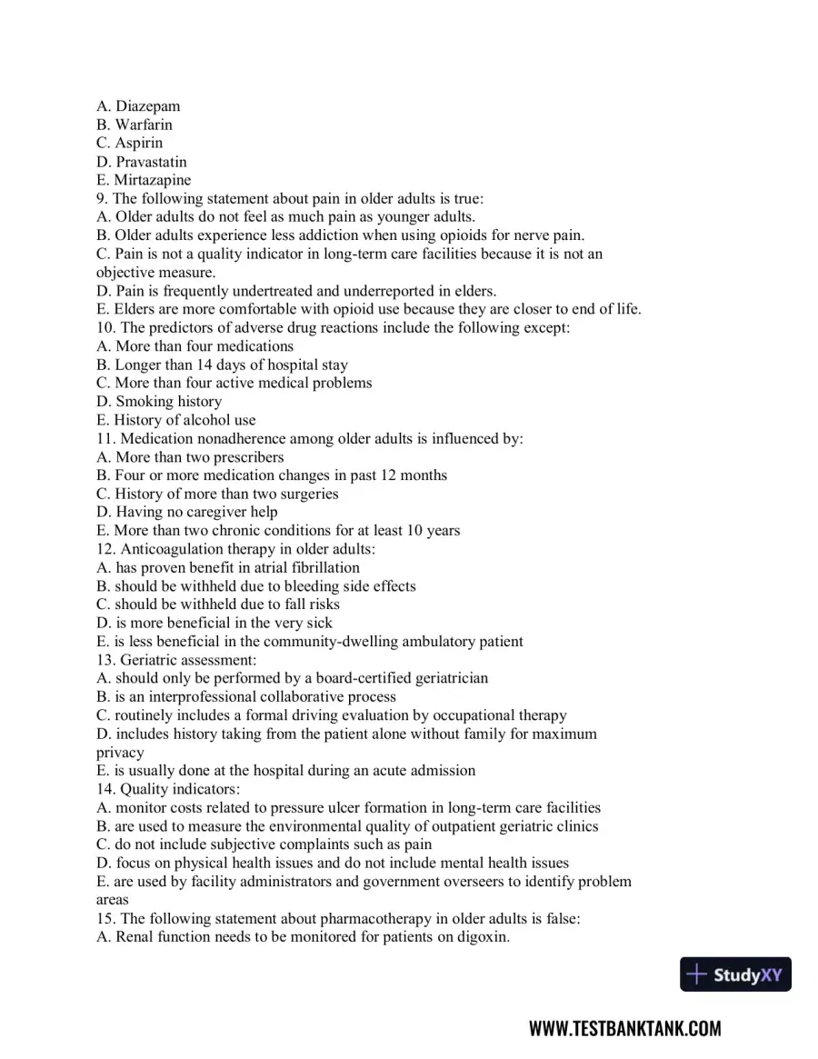 Advanced Health Assessment and Diagnostic Reasoning, 3rd Edition Test Bank, page 7