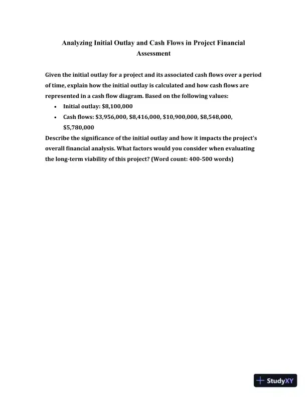 Analyzing Initial Outlay And Cash Flows In Project Financial Assessment - Page 1 preview image
