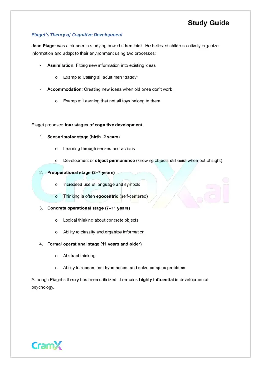 Psychology - Developmental Psychology Age 0–13, page 4