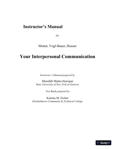 Lecture Notes for Your Interpersonal Communication , 1st Edition - Page 1 preview image