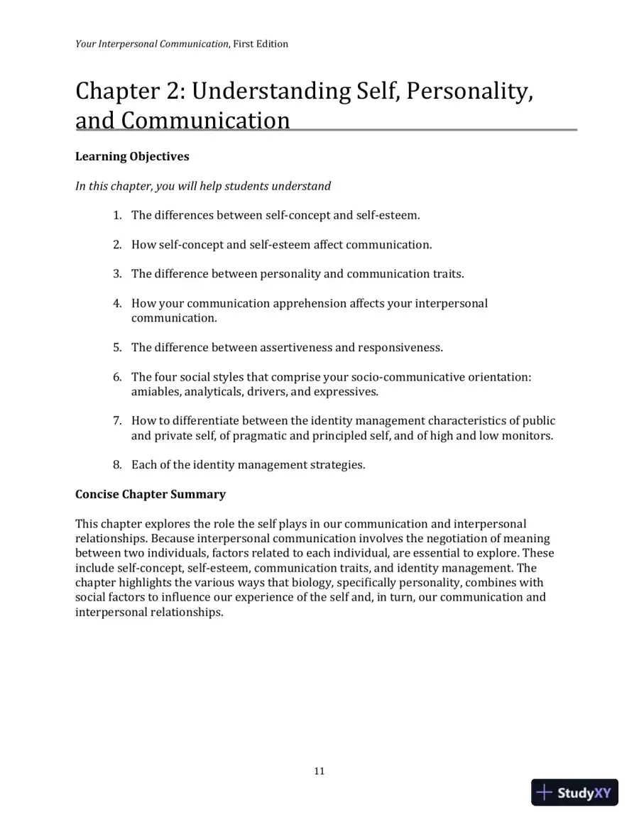 Lecture Notes for Your Interpersonal Communication , 1st Edition, page 27