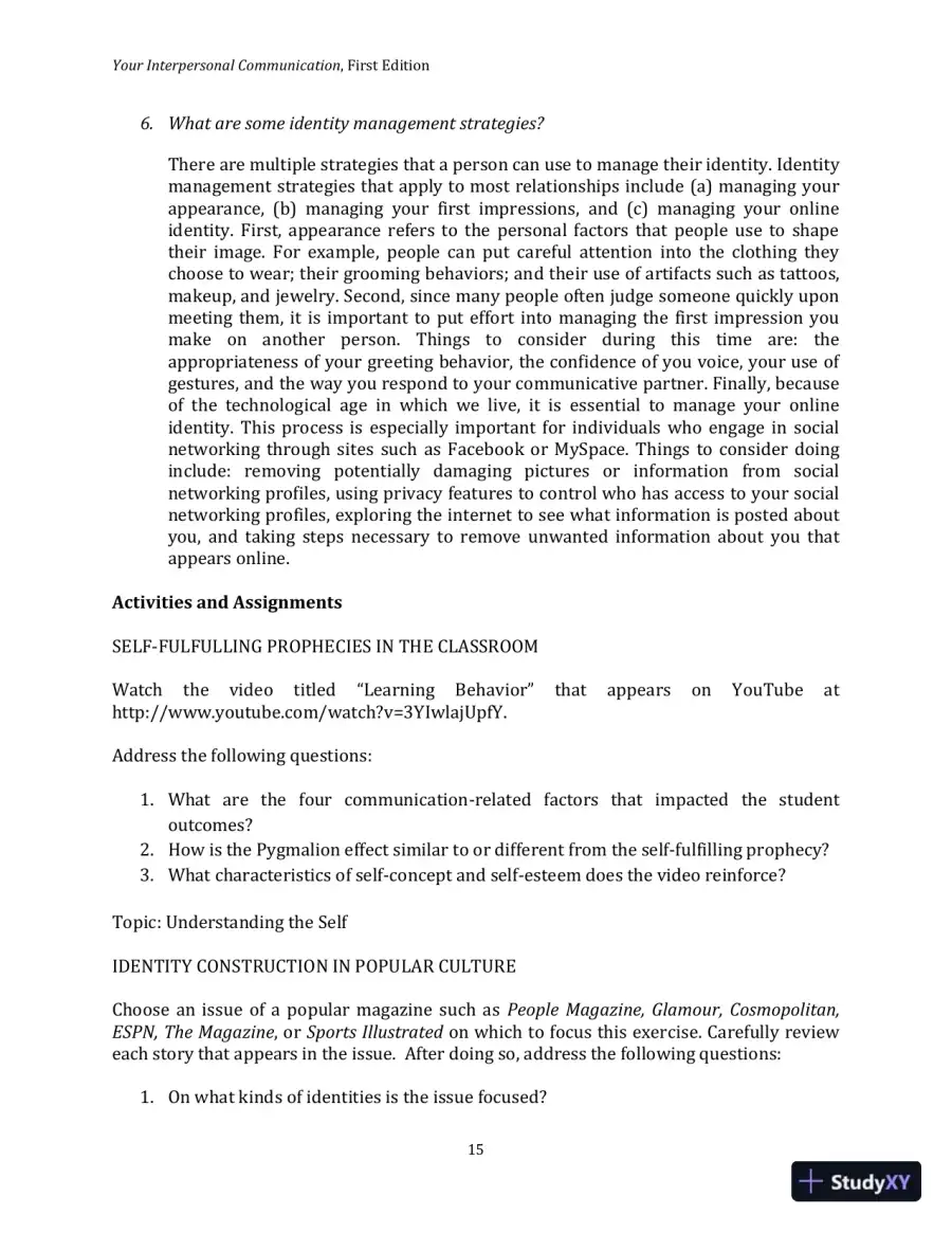 Lecture Notes for Your Interpersonal Communication , 1st Edition, page 31