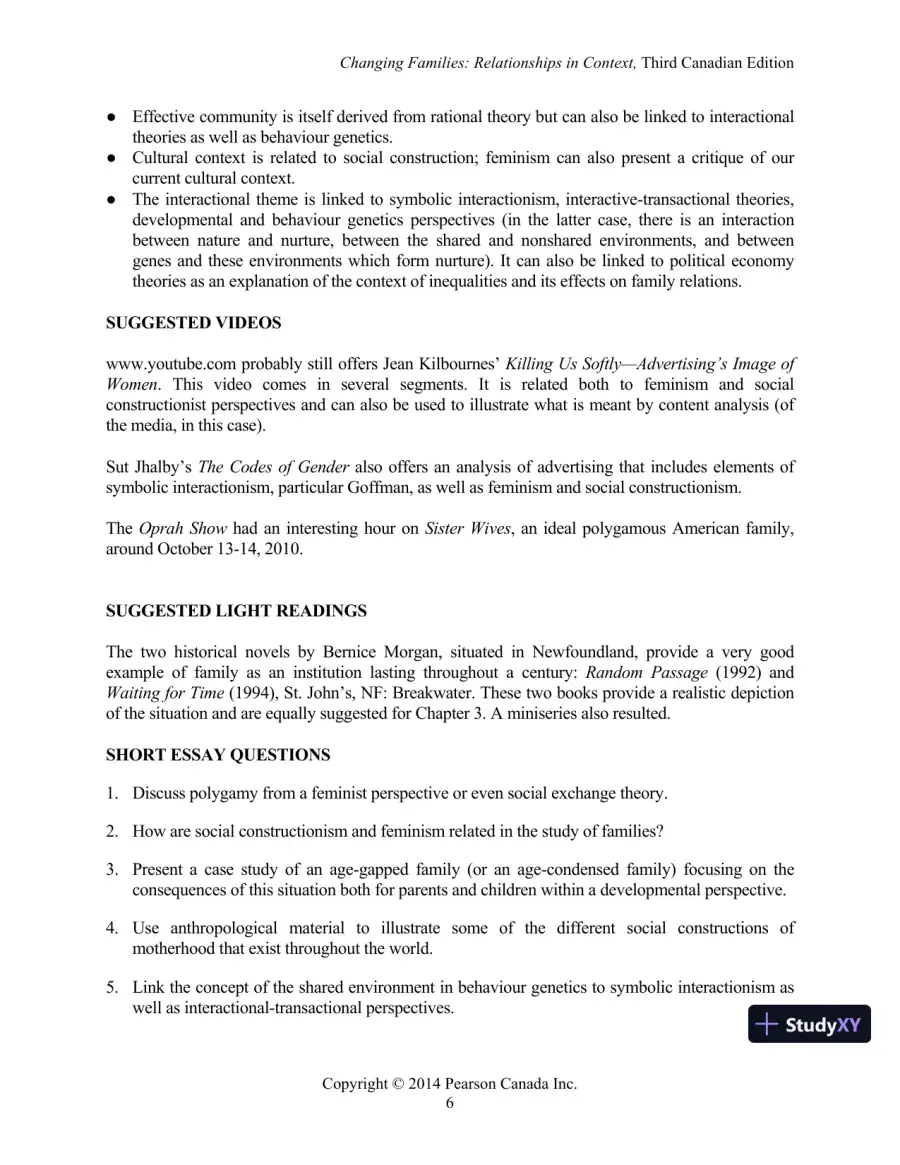 Changing Families : Relationships In Context, Third Canadian Edition Lecture Notes, page 11