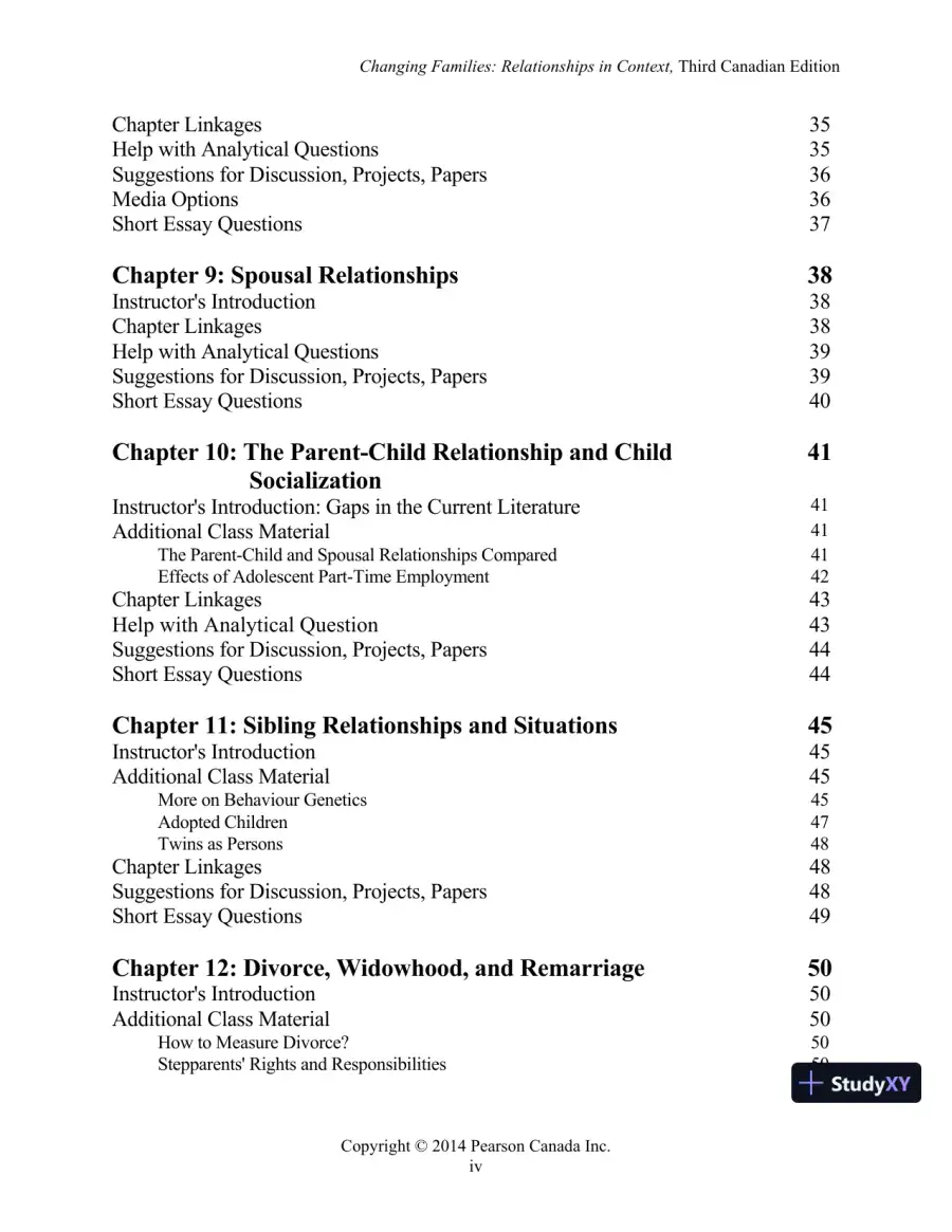 Changing Families : Relationships In Context, Third Canadian Edition Lecture Notes, page 4