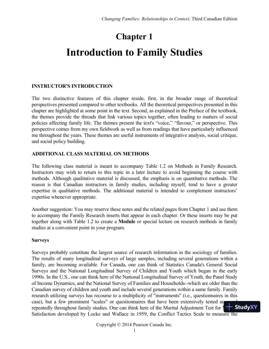 Changing Families : Relationships In Context, Third Canadian Edition Lecture Notes, page 6