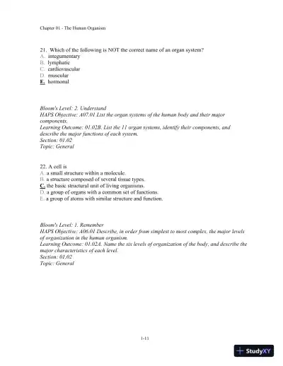 Test Bank For Seeley's Anatomy And Physiology, 10th Edition - Page 12 preview image