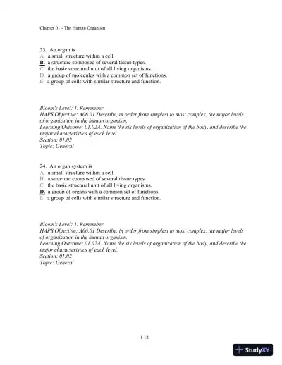 Test Bank For Seeley's Anatomy And Physiology, 10th Edition - Page 13 preview image