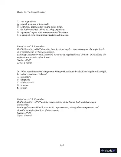 Test Bank For Seeley's Anatomy And Physiology, 10th Edition - Page 14 preview image
