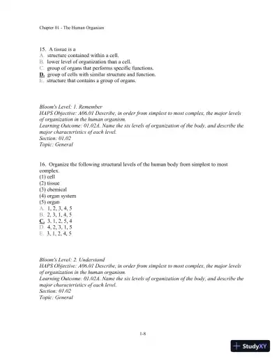 Test Bank For Seeley's Anatomy And Physiology, 10th Edition - Page 9 preview image