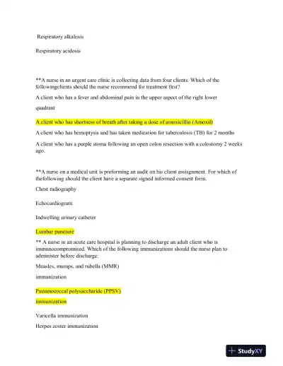 2019 ATI RN Clinical Analysis Comprehensive Predictor Form C With Answers (180 Solved Questions) - Page 11 preview image